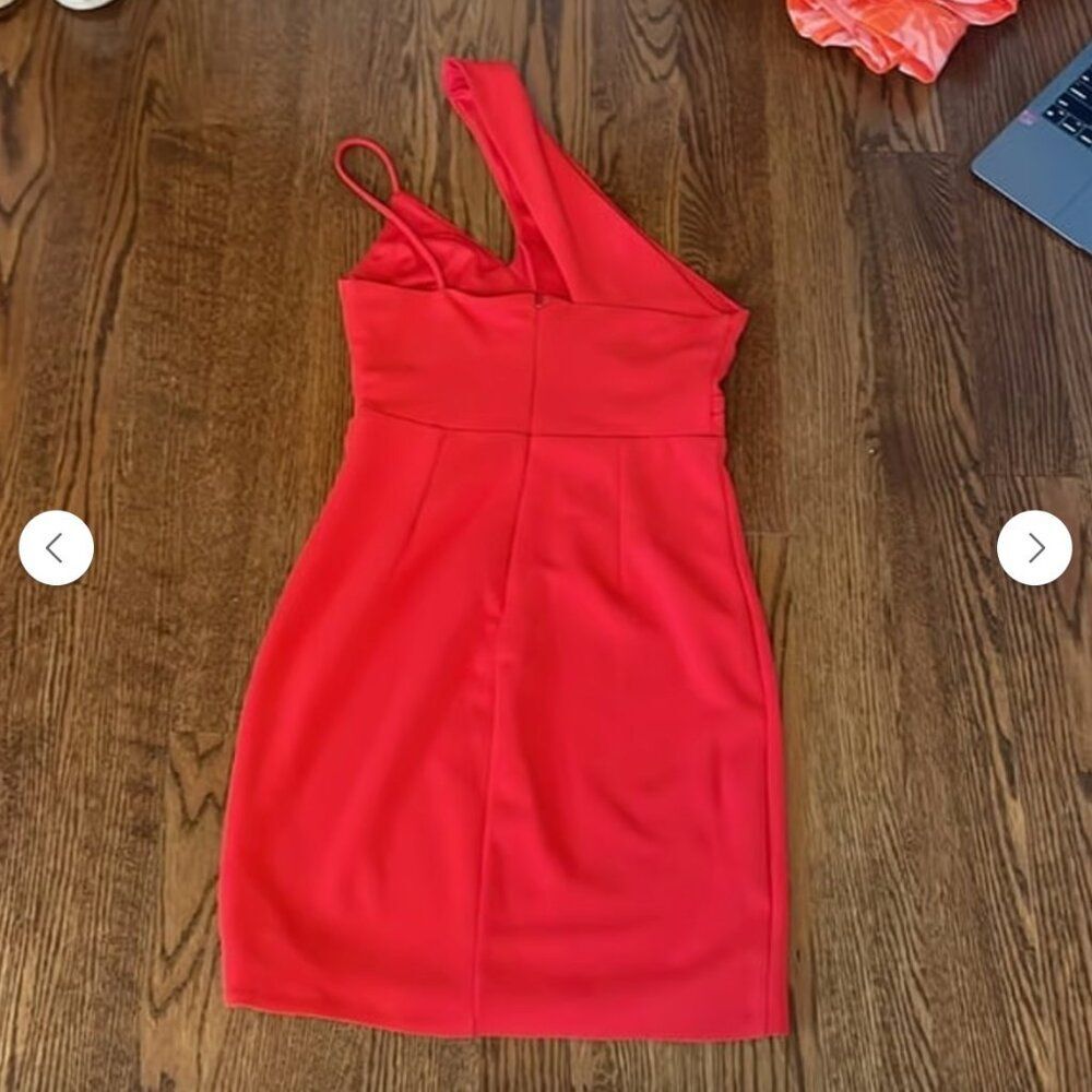 Lena Red Asymmetrical One Shoulder Mini Dress Size Small Homecoming Formal - Picture 2 of 4
